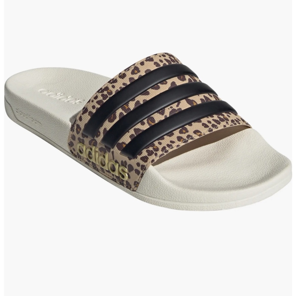 New Adidas Women's Leopard and Black Slides